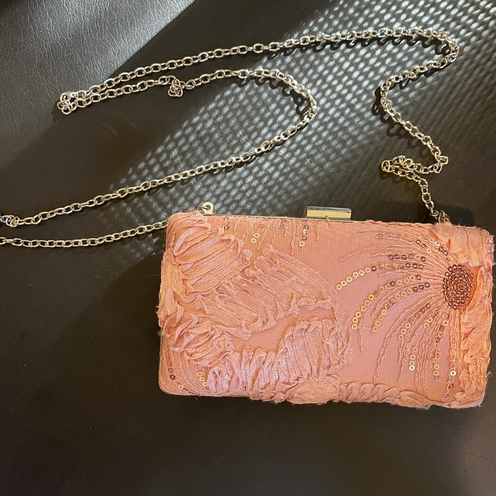 Pink floral clutch
